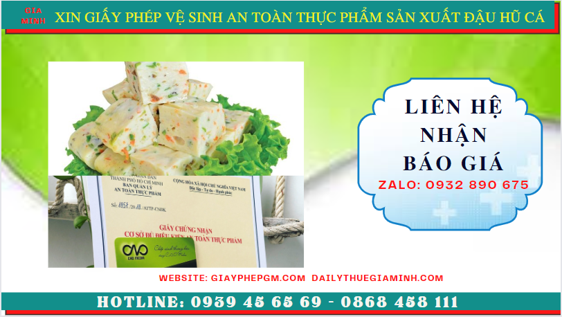 Chi phí xin giấy phép vệ sinh an toàn thực phẩm sản xuất đậu hũ cá tại Đồng Tháp