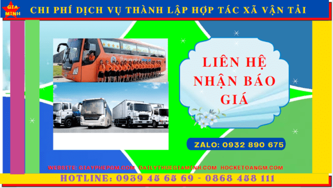 DỊCH VỤ THÀNH LẬP HỢP TÁC XÃ VẬN TẢI TẠI TRÀ VINH 5 Chi phí thành lập hợp tác xã vận tải tại Trà Vinh