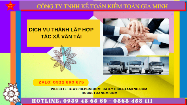 Dịch vụ thành lập hợp tác xã vận tải tại Bạc Liêu