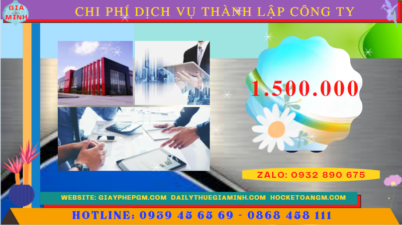 Dịch vụ thành lập công ty tại bắc giang nhanh gọn - giá rẻ chỉ 1.500.000 5 Bảng chi phí dịch vụ thành lập công ty trọn gói tại Bắc Giang