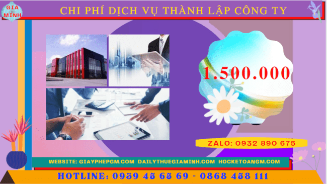 Dịch vụ thành lập công ty tại bắc ninh nhanh gọn - giá rẻ chỉ 1.500.000 5 Bảng chi phí dịch vụ thành lập công ty trọn gói tại Bắc Ninh