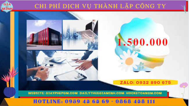 Bảng chi phí dịch vụ thành lập công ty trọn gói tại Lai Châu