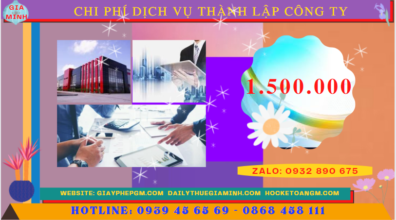 Dịch vụ thành lập công ty tại lào cai nhanh gọn - giá rẻ chỉ 1.500.000 5 Bảng chi phí dịch vụ thành lập công ty trọn gói tại Lào Cai
