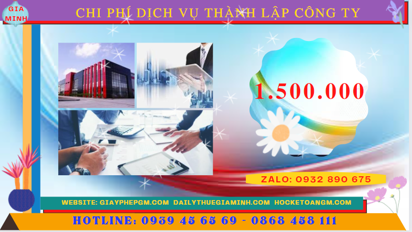 Dịch vụ thành lập công ty tại nam định nhanh gọn - giá rẻ chỉ 1.500.000 5 Bảng chi phí dịch vụ thành lập công ty trọn gói tại Nam Định