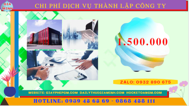 Dịch vụ thành lập công ty tại phú thọ nhanh gọn - giá rẻ chỉ 1.500.000 5 Bảng chi phí dịch vụ thành lập công ty trọn gói tại Phú Thọ
