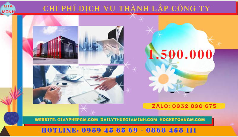 Bảng chi phí dịch vụ thành lập công ty trọn gói tại TT Huế