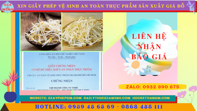 XIN GIẤY PHÉP VỆ SINH AN TOÀN THỰC PHẨM SẢN XUẤT GIÁ ĐỖ TẠI ĐIỆN BIÊN 5 Chi phí cấp giấy phép vệ sinh an toàn thực phẩm sản xuất giá đỗ tại Điện Biên