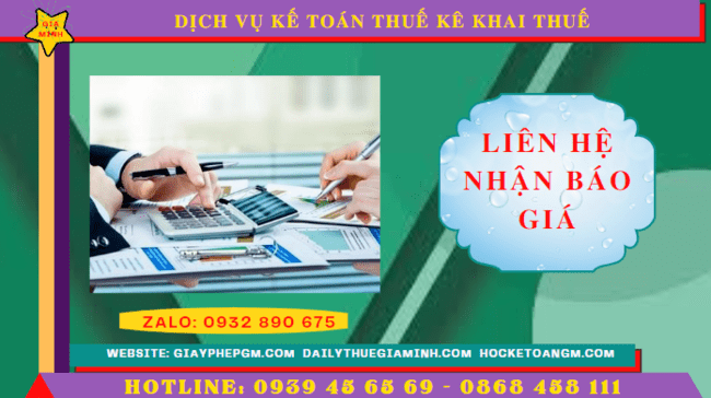 Chi phí dịch vụ kê khai thuế ban đầu tại Bạc Liêu