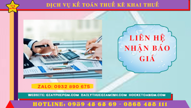 Dịch vụ kế toán thuế kê khai thuế lần đầu tại Bình Thuận 5 Chi phí dịch vụ kê khai thuế ban đầu tại Bình Thuận