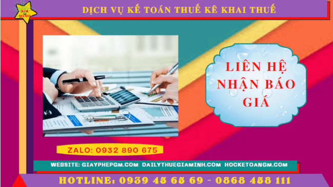 Chi phí dịch vụ kê khai thuế ban đầu tại Cà Mau