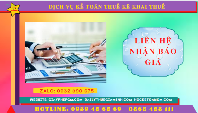 Chi phí dịch vụ kê khai thuế ban đầu tại Hà Tĩnh