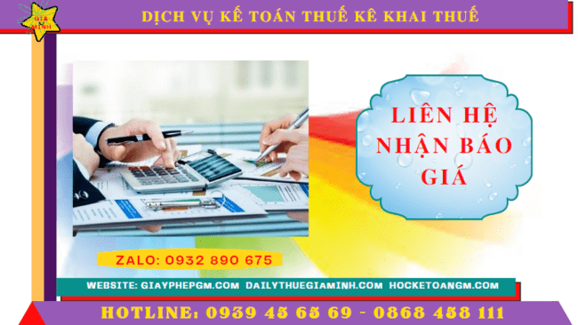 Chi phí dịch vụ kê khai thuế ban đầu tại Quảng Trị