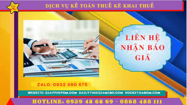 Chi phí dịch vụ kê khai thuế ban đầu tại Thái Nguyên