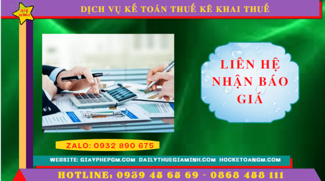 Chi phí dịch vụ kê khai thuế ban đầu tại Thành phố Phủ Lý