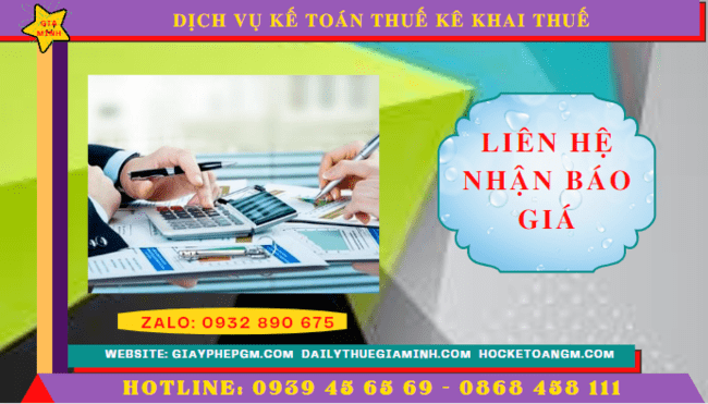 Chi phí dịch vụ kê khai thuế ban đầu tại Trà Vinh