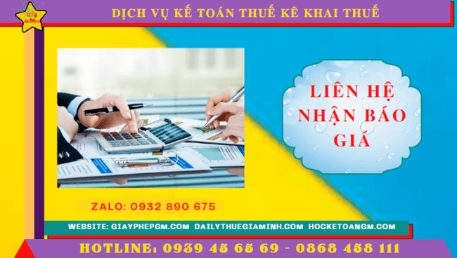 Chi phí dịch vụ kê khai thuế ban đầu tại Vĩnh Long