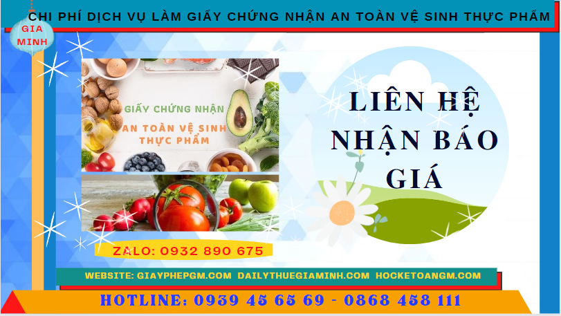 DỊCH VỤ LÀM GIẤY CHỨNG NHẬN AN TOÀN VỆ SINH THỰC PHẨM TẠI ĐIỆN BIÊN 5 Chi phí làm giấy chứng nhận an toàn vệ sinh thực phẩm tại Điện Biên