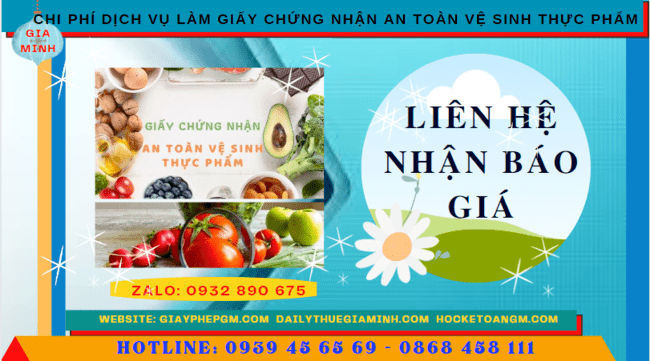 DỊCH VỤ LÀM GIẤY CHỨNG NHẬN AN TOÀN VỆ SINH THỰC PHẨM TẠI PHÚ THỌ 5 Chi phí làm giấy chứng nhận an toàn vệ sinh thực phẩm tại Phú Thọ