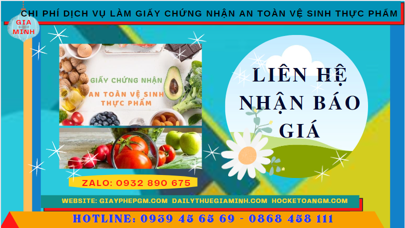 DỊCH VỤ LÀM GIẤY CHỨNG NHẬN AN TOÀN VỆ SINH THỰC PHẨM TẠI SƠN LA 5 Chi phí làm giấy chứng nhận an toàn vệ sinh thực phẩm tại Sơn La