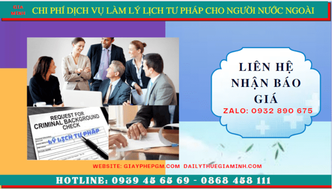 Dịch vụ làm lý lịch tư pháp cho người nước ngoài tại Thành phố Phủ Lý 5 Chi phí làm lý lịch tư pháp nhanh cho người nước ngoài tại Thành phố Phủ Lý