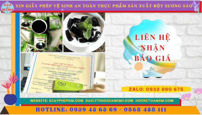 XIN GIẤY PHÉP VỆ SINH AN TOÀN THỰC PHẨM SẢN XUẤT BỘT SƯƠNG SÁO TẠI TP HẢI PHÒNG 5 Chi phí xin giấy phép vệ sinh an toàn thực phẩm sản xuất bột sương sáo tại TP Hải Phòng