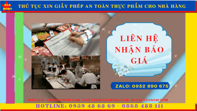 Thủ tục xin giấy phép an toàn thực phẩm cho nhà hàng tại hải dương 5 Chi phí cấp giấy phép vệ sinh an toàn thực phẩm cho nhà hàng tại Hải Dương