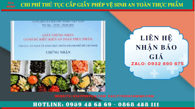 THỦ TỤC CẤP GIẤY PHÉP VỆ SINH AN TOÀN THỰC PHẨM TẠI BẮC NINH 2 Chi phí thủ tục cấp giấy phép vệ sinh an toàn thực phẩm tại Bắc Ninh