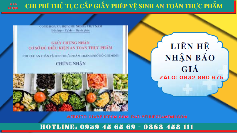 THỦ TỤC CẤP GIẤY PHÉP VỆ SINH AN TOÀN THỰC PHẨM TẠI QUẢNG TRỊ 2 Chi phí thủ tục cấp giấy phép vệ sinh an toàn thực phẩm tại Quảng Trị