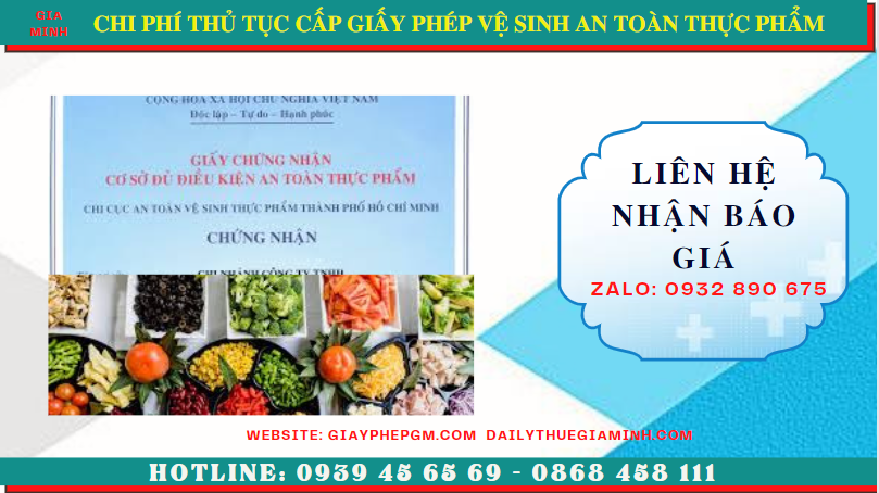 THỦ TỤC CẤP GIẤY PHÉP VỆ SINH AN TOÀN THỰC PHẨM TẠI THÀNH PHỐ CẦN THƠ 2 Chi phí thủ tục cấp giấy phép vệ sinh an toàn thực phẩm tại Thành Phố Cần Thơ
