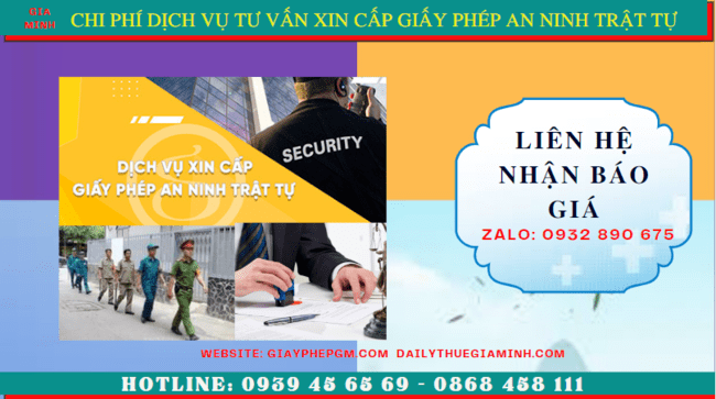DỊCH VỤ TƯ VẤN XIN CẤP GIẤY PHÉP AN NINH TRẬT TỰ TẠI BẾN TRE 5 Chi phí xin giấy chứng nhận đủ điều kiện an ninh trật tự tại Bến Tre