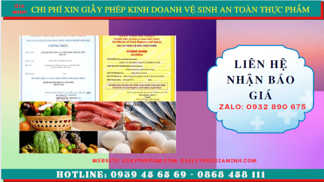 XIN GIẤY PHÉP KINH DOANH VỆ SINH AN TOÀN THỰC PHẨM TẠI HÒA BÌNH 2 Chi phí xin giấy phép kinh doanh vệ sinh an toàn thực phẩm tại Hòa Bình