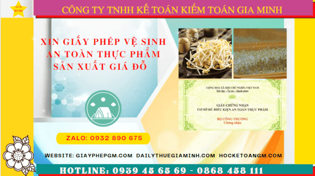 XIN GIẤY PHÉP VỆ SINH AN TOÀN THỰC PHẨM SẢN XUẤT GIÁ ĐỖ TẠI ĐIỆN BIÊN 4 Hồ sơ xin cấp giấy phép vệ sinh an toàn thực phẩm sản xuất giá đỗ tại Điện Biên