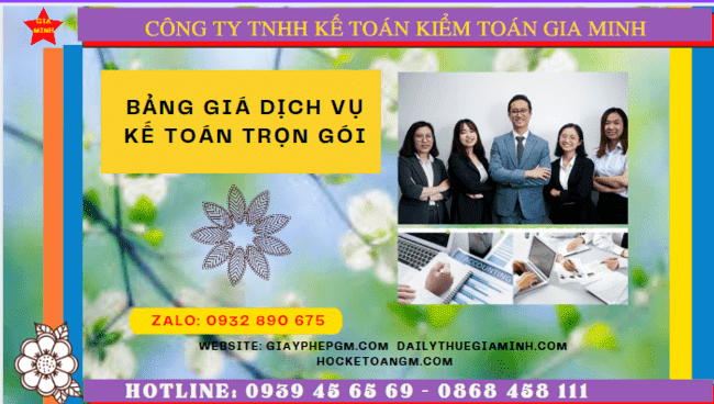 Bảng báo giá dịch vụ kế toán trọn gói tại quận ninh kiều 4 Hướng dẫn dịch vụ kế toán trọn gói tại Quận Ninh Kiều
