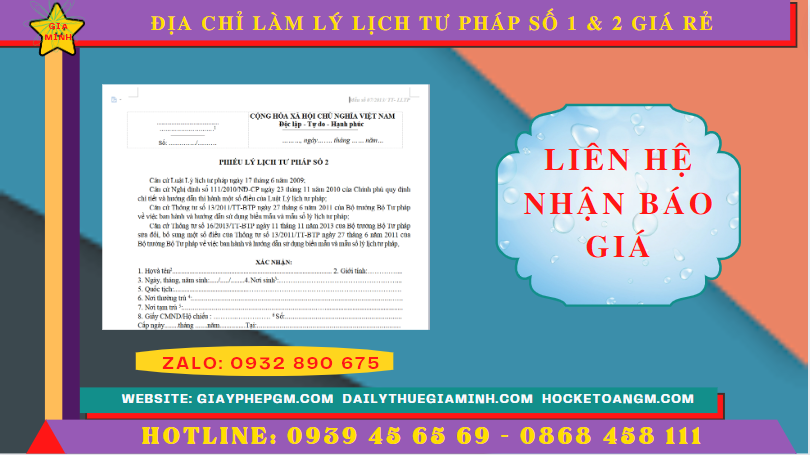 ĐỊa chỉ làm lý lịch tư pháp số 1 & 2 tại gia lai giá rẻ 5 Giá dịch vụ làm lý lịch tư pháp tại Gia Lai