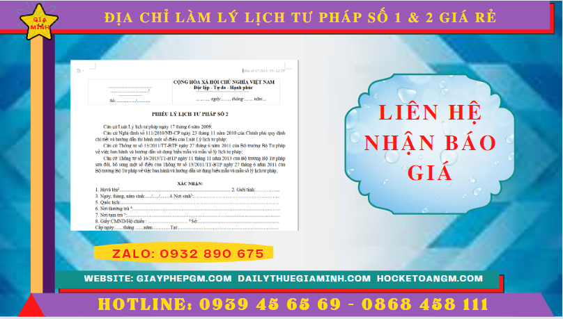 Địa chỉ làm lý lịch tư pháp số 1 & 2 tại bình thuận giá rẻ 5 Giá dịch vụ làm lý lịch tư pháp tại Bình Thuận