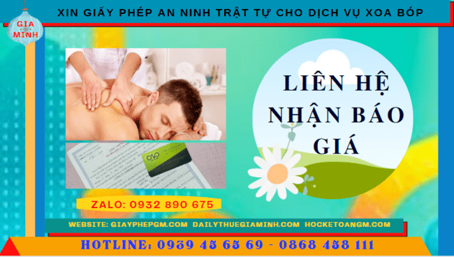 XIN GIẤY PHÉP AN NINH TRẬT TỰ CHO DỊCH VỤ XOA BÓP TẠI NGHỆ AN 2 Chi phí xin giấy phép an ninh trật tự cho dịch vụ xoa bóp tại Nghệ An