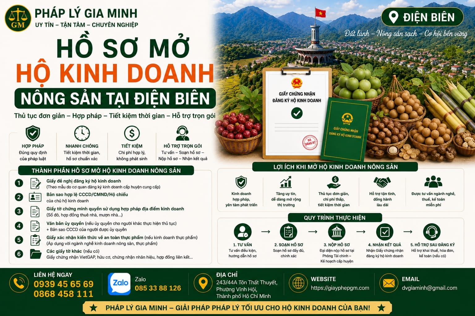 Thành lập hộ kinh doanh nông sản tại Điện Biên – Nhanh chóng, uy tín, trọn gói 14 Hồ sơ mở hộ kinh doanh nông sản Điện Biên