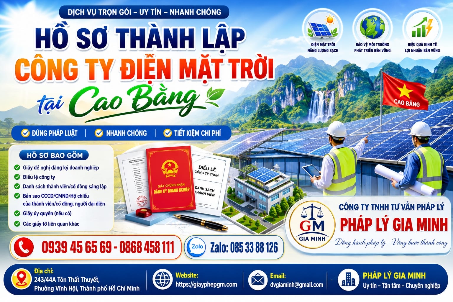 Thành lập công ty điện mặt trời tại Cao Bằng – Hướng dẫn thủ tục, điều kiện và kinh nghiệm thực tế 8 Hồ sơ thành lập công ty điện mặt trời tại Cao Bằng