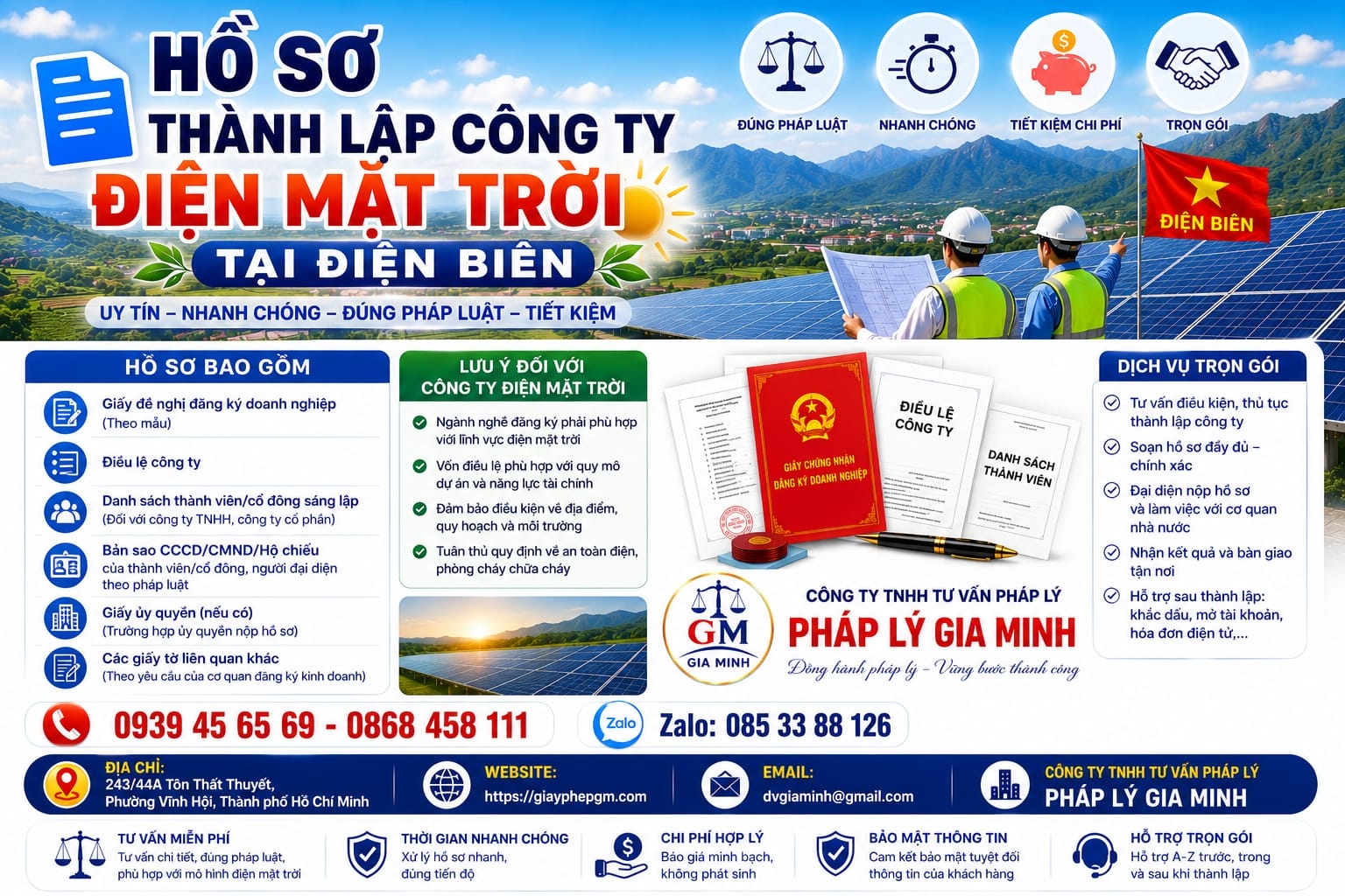 Thành lập công ty điện mặt trời tại điện biên 9 Hồ sơ thành lập công ty điện mặt trời tại Điện Biên