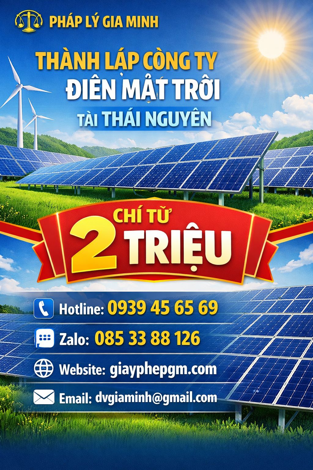 Bảng giá thành lập công ty điện mặt trời tại huế