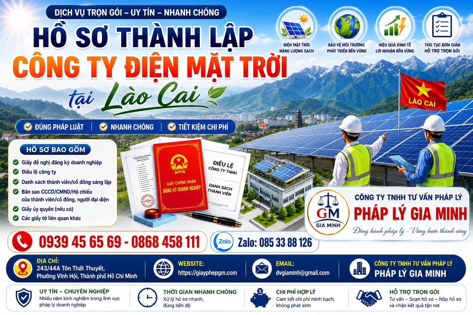 Thành lập công ty điện mặt trời tại Lào Cai 10 Hồ sơ thành lập công ty điện mặt trời tại Lào Cai