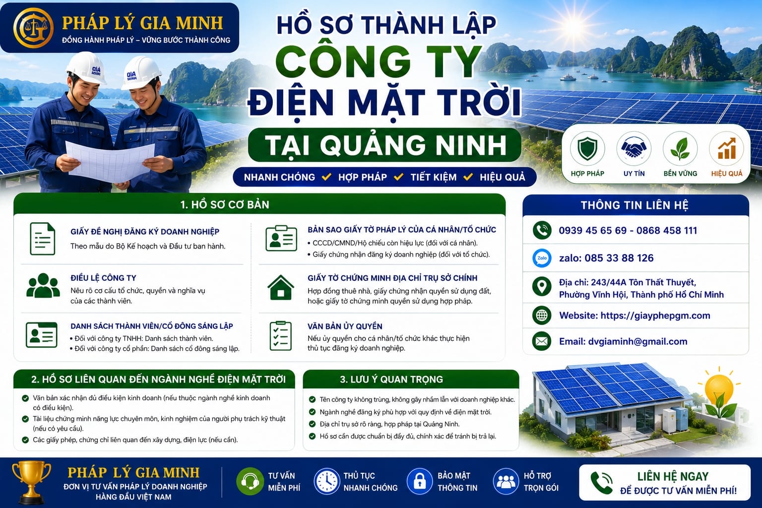 Hồ sơ thành lập công ty điện mặt trời tại Quảng Ninh