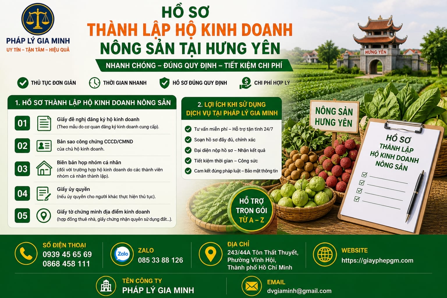 Hồ sơ thành lập hộ kinh doanh nông sản tại Hưng Yên