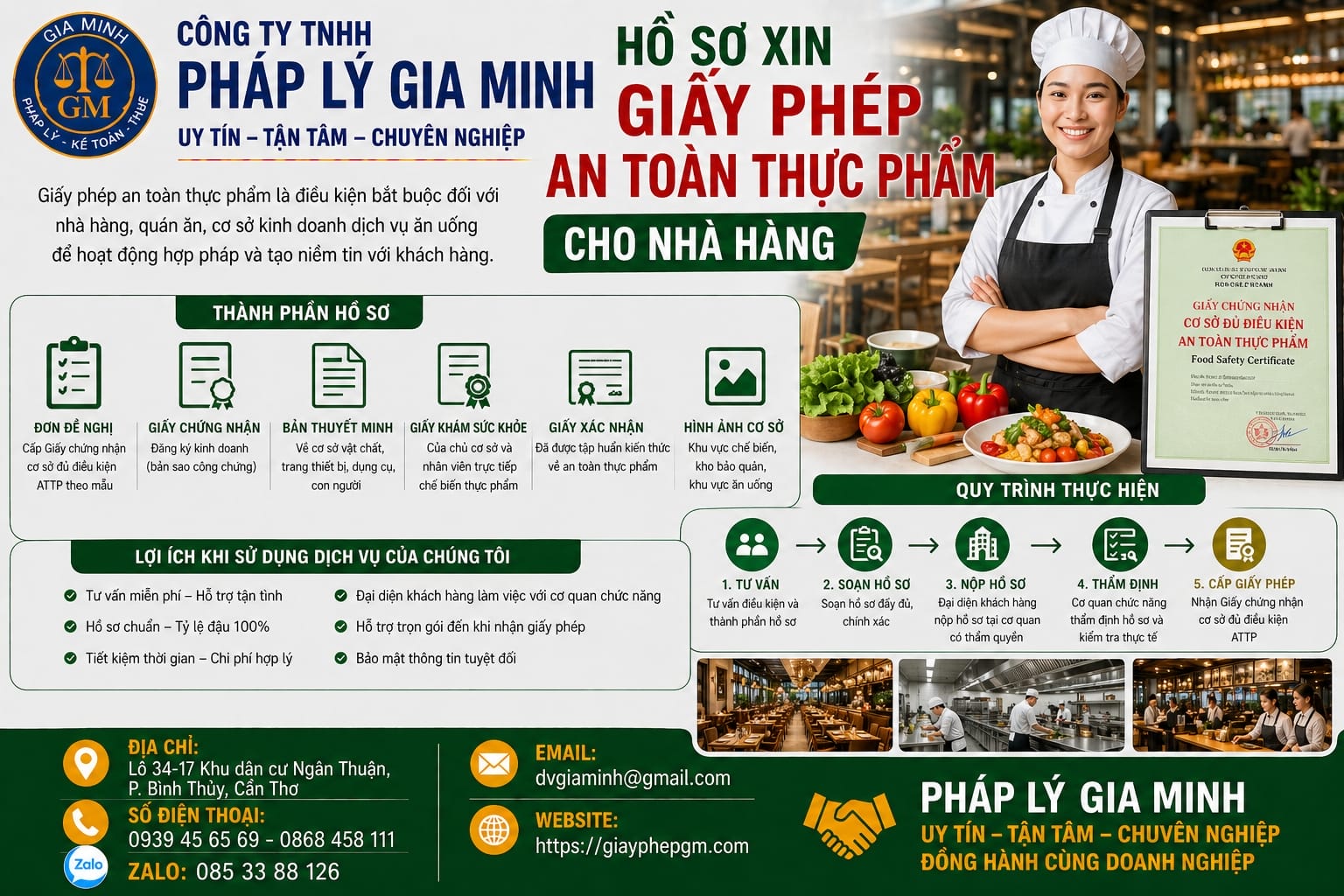 Hồ sơ xin giấy chứng nhận an toàn thực phẩm cho nhà hàng