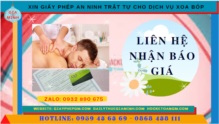 Xin giấy phép an ninh trật tự cho dịch vụ xoa bóp tại quảng trị 5 Chi phí xin giấy phép an ninh trật tự cho dịch vụ xoa bóp tại Quảng Trị