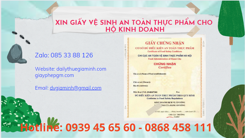 Xin giấy vệ sinh an toàn thực phẩm cho hộ kinh doanh tại lạng sơn 6 Dịch vụ xin giấy chứng nhận vệ sinh an toàn thực phẩm cho hộ kinh doanh tại Lạng Sơn