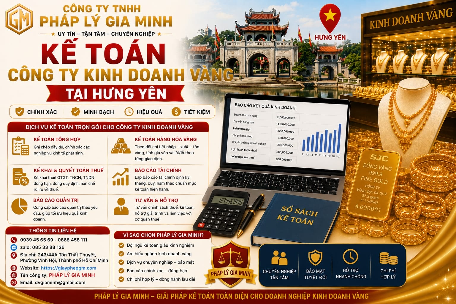 Kế toán công ty kinh doanh vàng Hưng Yên