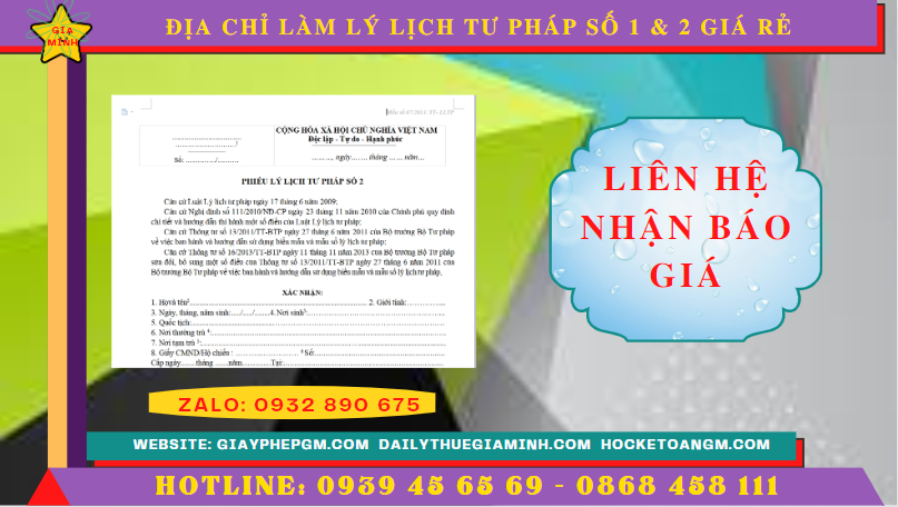 Giá dịch vụ làm lý lịch tư pháp tại Quảng Bình