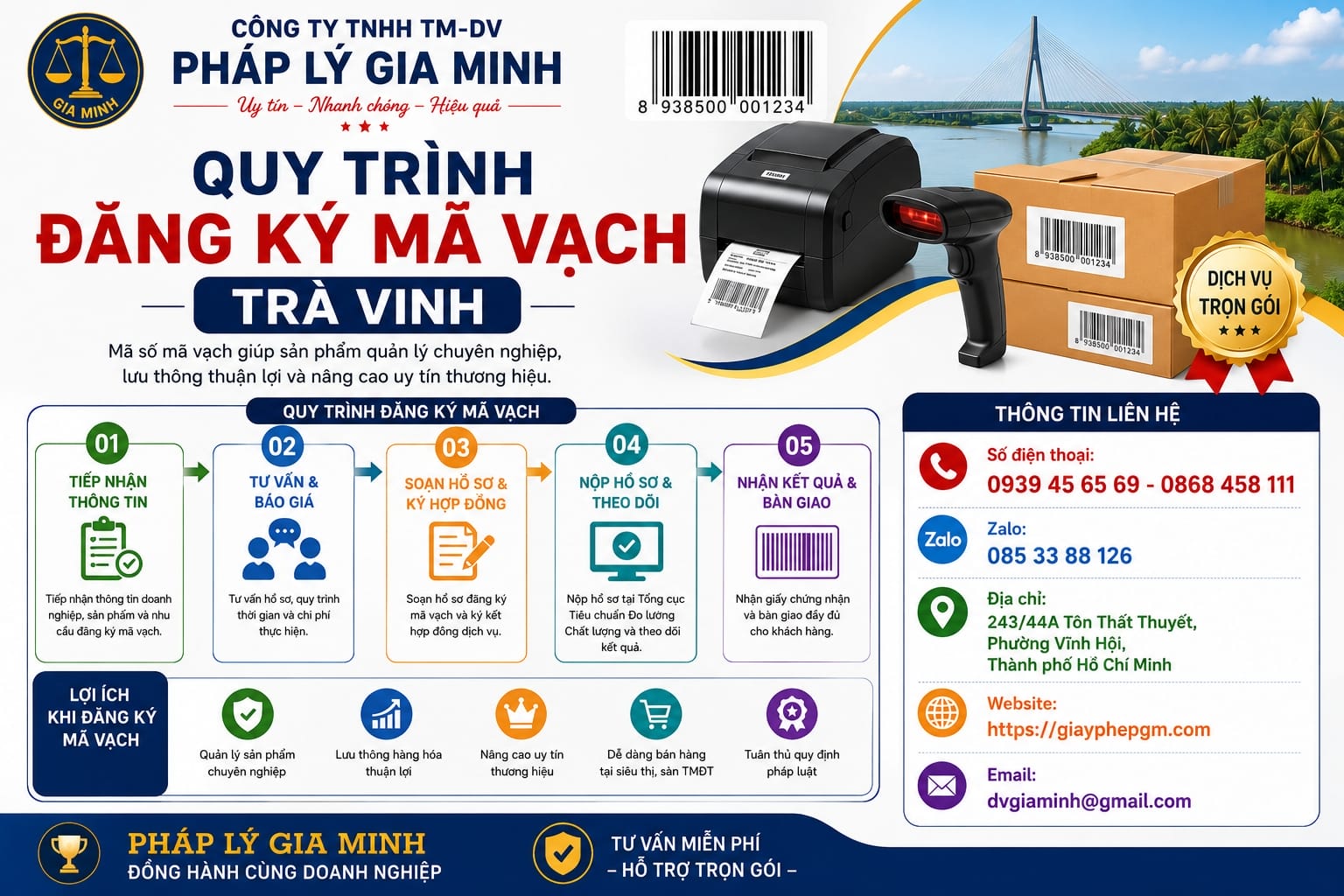 Đăng ký mã vạch sản phẩm tại Trà Vinh – Quy trình chi tiết, sai lầm cần tránh và kinh nghiệm thực tế từ chuyên gia 6 Quy trình đăng ký mã vạch sản phẩm Trà Vinh