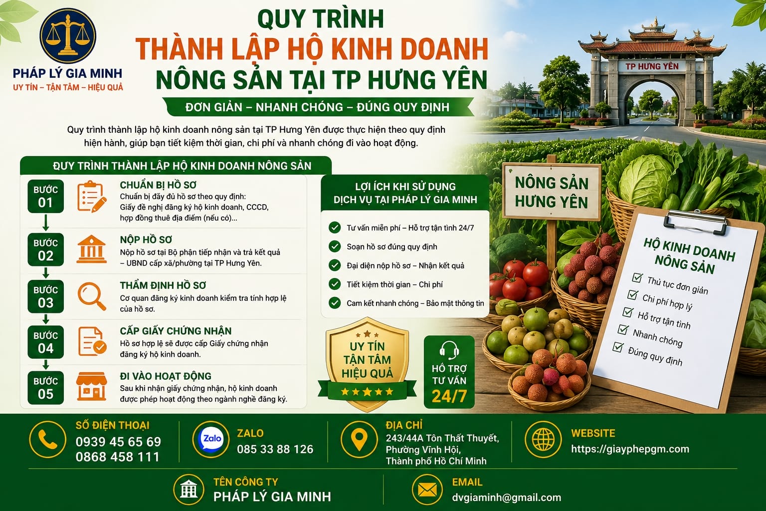 Quy trình thành lập hộ kinh doanh nông sản tại Hưng Yên